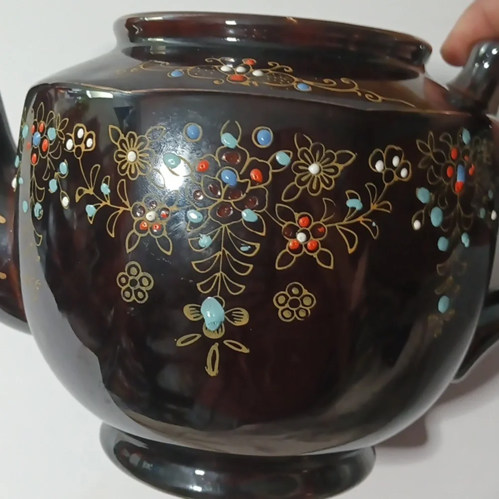 Japan 1940’s Vintage Moriage Brown Teapot LARGE